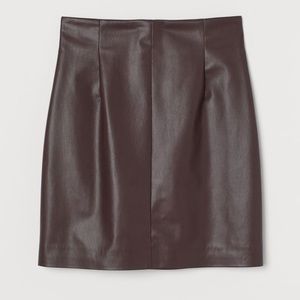 H&M Faux Leather Burgundy Mini Skirt